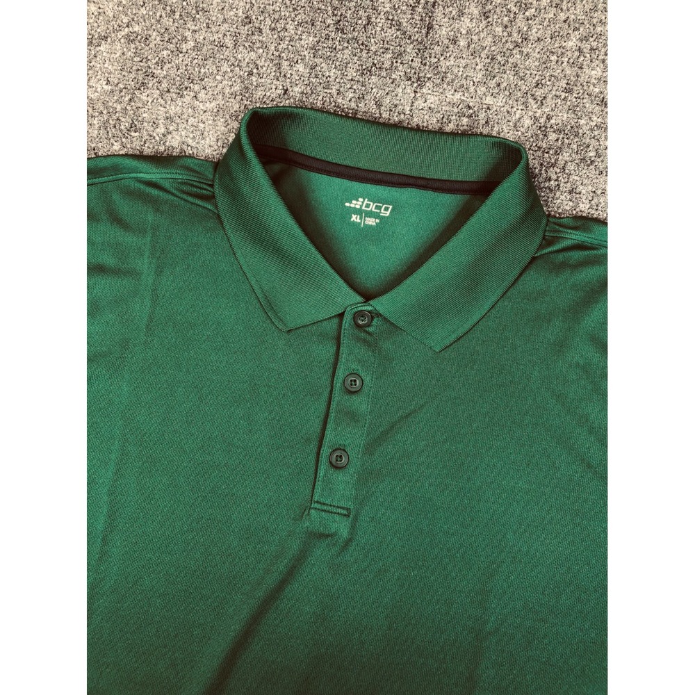 BCG‎ Men's Size XL Green Polo Shirt Short Sleeve Performance Golf Casual